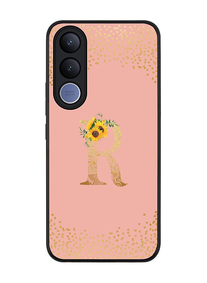 Stylizedd For vivo V70 FE Case,Slim fit Camera Protection, Shockproof Thin Phone cover  - Custom Floral Monogram - R  (Rose Pink ) - Image 1