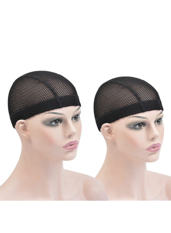 YTBYT 2 Pcs Black Mesh Dome Wig Cap Elastic Crochet Braid Wig Caps for Making Wig (Black S) - Image 1