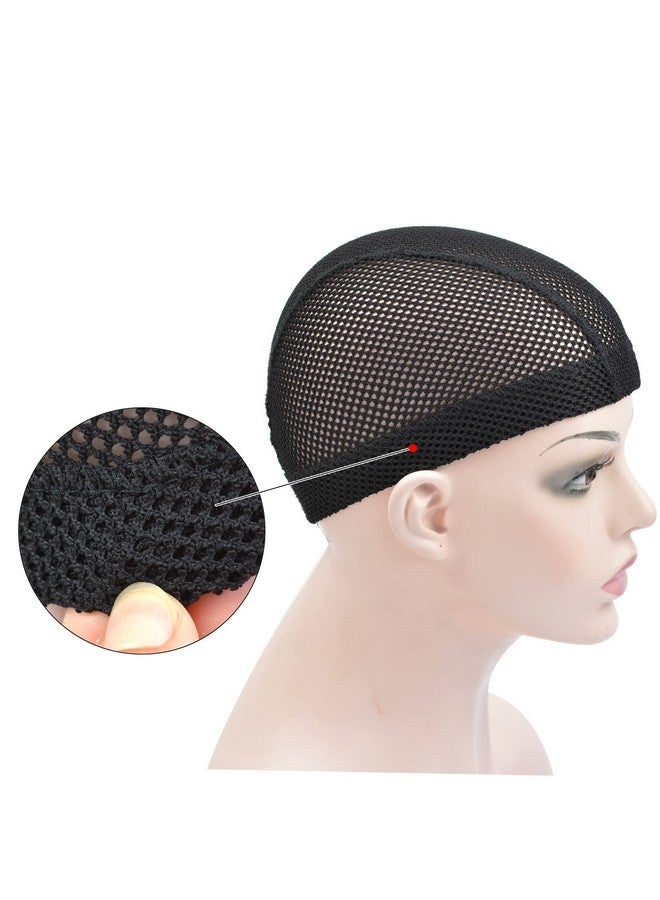 YTBYT 2 Pcs Black Mesh Dome Wig Cap Elastic Crochet Braid Wig Caps for Making Wig (Black S) - Image 3