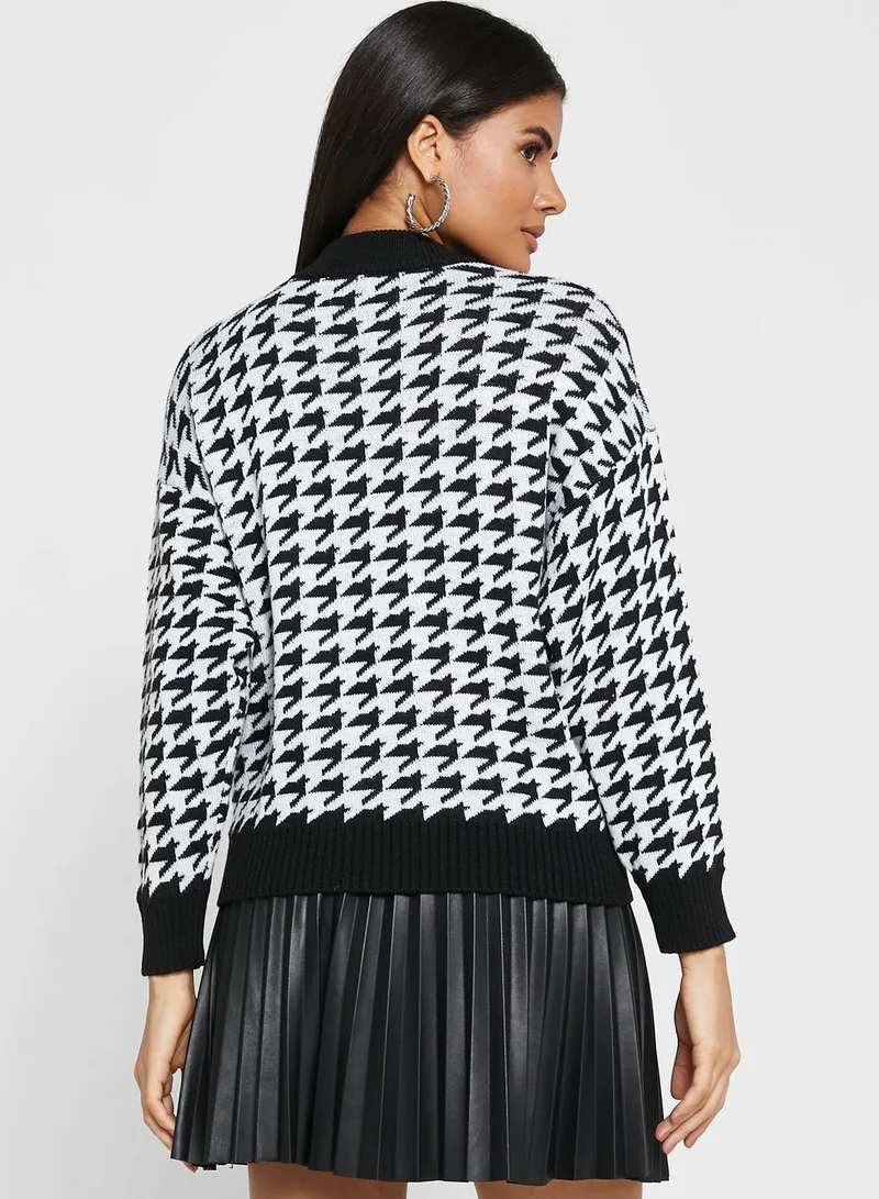 ELLA Houndstooth Knitted Sweater