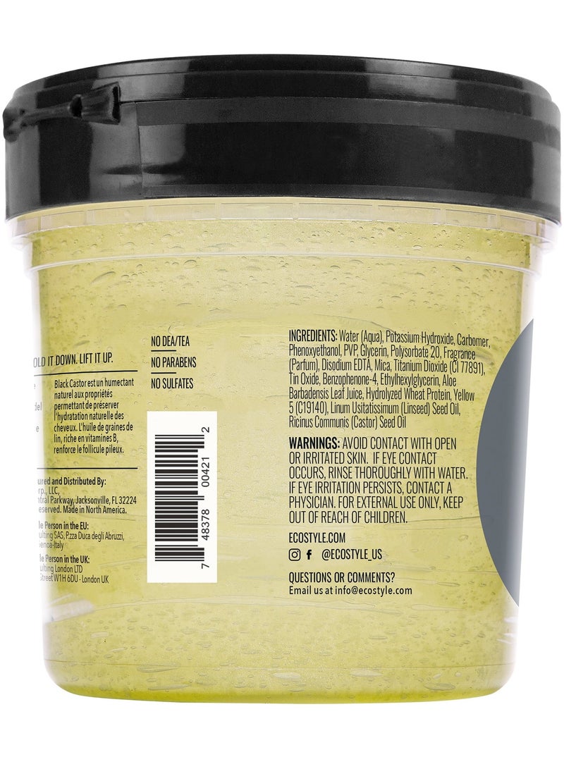 إيكو ستايل جل شعر إيكو ستايلر بزيت الخروع الأسود وبذور الكتان | ثبات ولمعان قوي | جل للتحكم بالتجعد خالٍ من الكحول للشعر الطبيعي | ٤٧٣ مل - Image 2