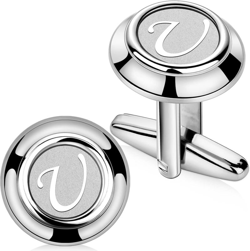 AMITER 26 Letters Tie Clip and Cufflinks for Men, Initial Tie Bar & Cuff Links Set Necktie Clip for Business, Wedding, Anniversary - Image 1