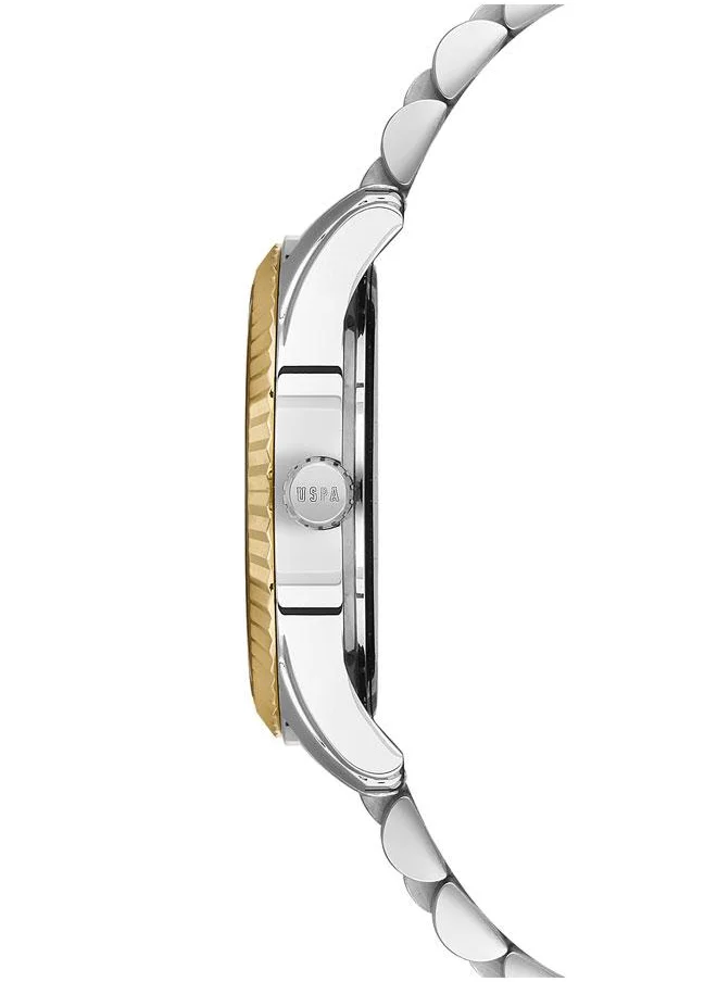 U.S. Polo Assn. U.S. Polo Assn. Stile 36mm Ladies' Watch with Bold Green Dial, Gold Accents & Two-Tone Stainless Steel Band - USPA2028-08, Elevate Your Style with Elegance