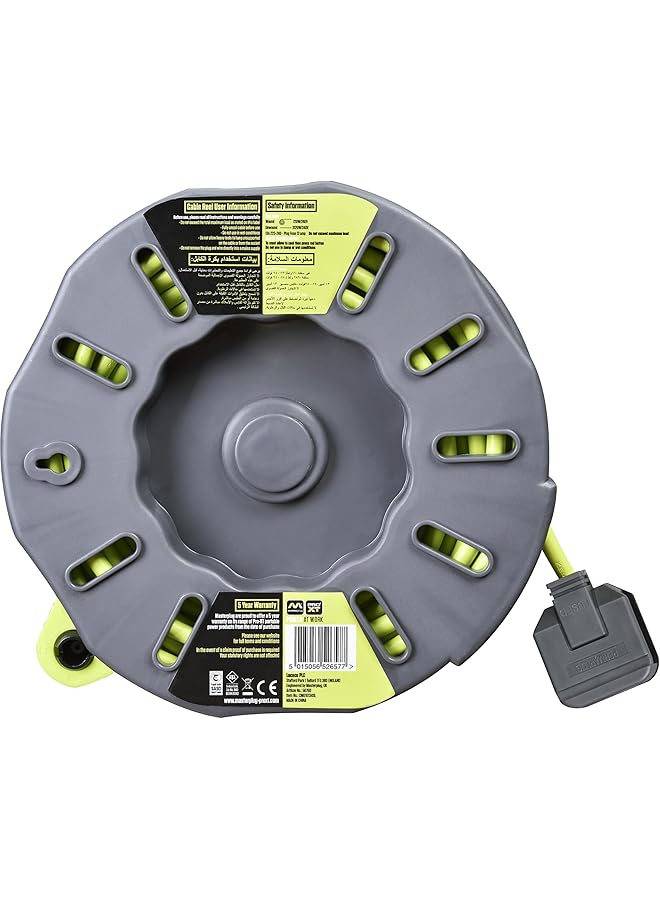 erorex Pro Xt Four Socket Medium Cassette Cable Reel With Winding Handle Thermal Cut Out And Power Switch 10 Meters High Visibility Cable Green - Image 5