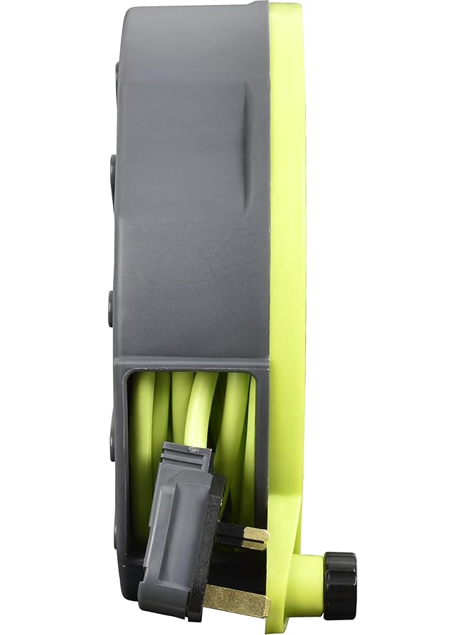 erorex Pro Xt Four Socket Medium Cassette Cable Reel With Winding Handle Thermal Cut Out And Power Switch 10 Meters High Visibility Cable Green - Image 4