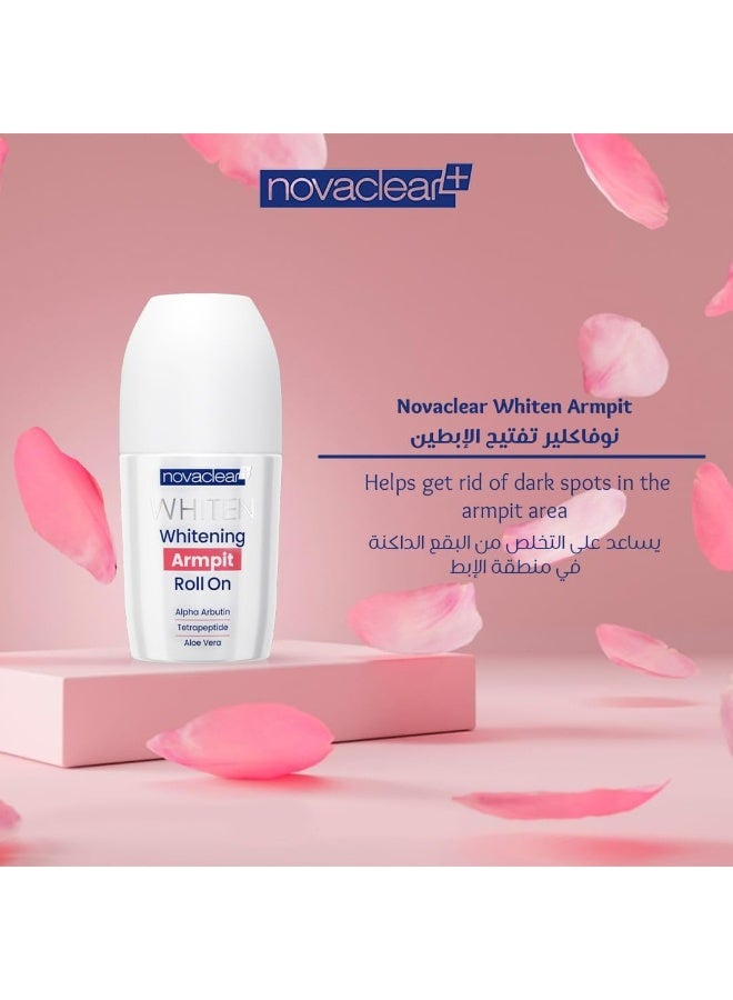 Novaclear Whitening Armpit Roll-On – Brightening Deodorant with Alpha Arbutin, Tetrapeptide & Aloe Vera – 50 ML - Image 3