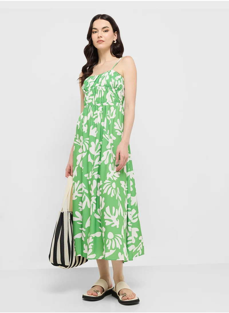 جينجر Floral Print Midi Dress