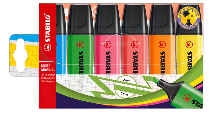 STABILO Highlighter BOSS ORIGINAL Pack of 6 Assorted Colors - Image 2