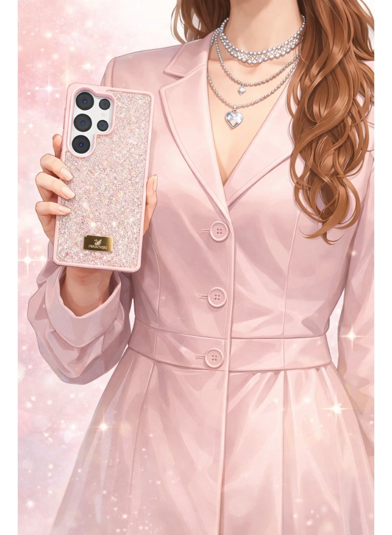 VR CREATIVE Glitter Diamond Phone Case for Samsung Galaxy S25 Ultra Sparkling Rhinestone Bling Protective Cover - Pink - Image 3