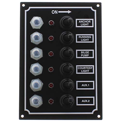 SeaSense LED Switch Panel 6 Gang with Breaker and Rubber Boots - Image 4