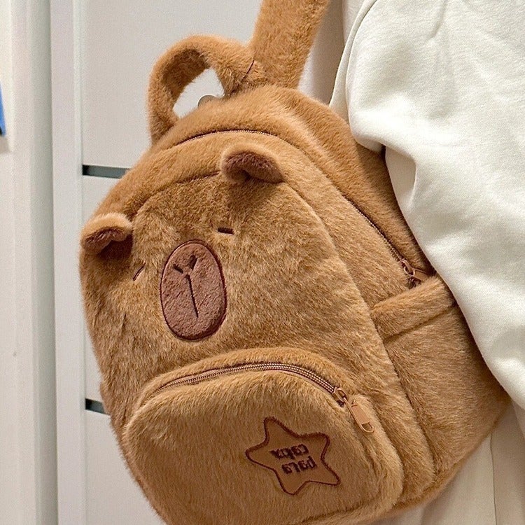 Plush Capybara Backpack for Women - Image 2