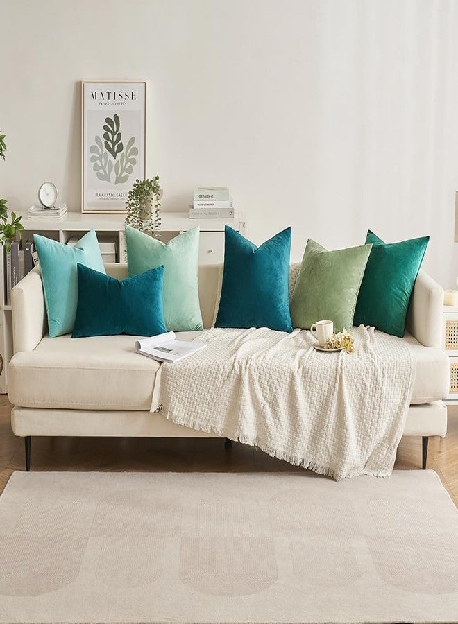 MIULEE Velvet Throw Pillow Covers 18x18 Inch, Pack of 2 - Teal, Super Soft Decorative Square Cushion Cases Modern Luxury Home Decor for Sofa, Couch, Bed, Chair - Image 5