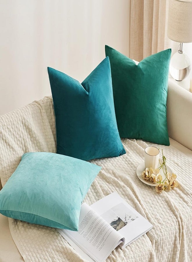 MIULEE Velvet Throw Pillow Covers 18x18 Inch, Pack of 2 - Teal, Super Soft Decorative Square Cushion Cases Modern Luxury Home Decor for Sofa, Couch, Bed, Chair - Image 4
