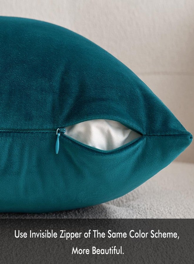MIULEE Velvet Throw Pillow Covers 18x18 Inch, Pack of 2 - Teal, Super Soft Decorative Square Cushion Cases Modern Luxury Home Decor for Sofa, Couch, Bed, Chair - Image 3