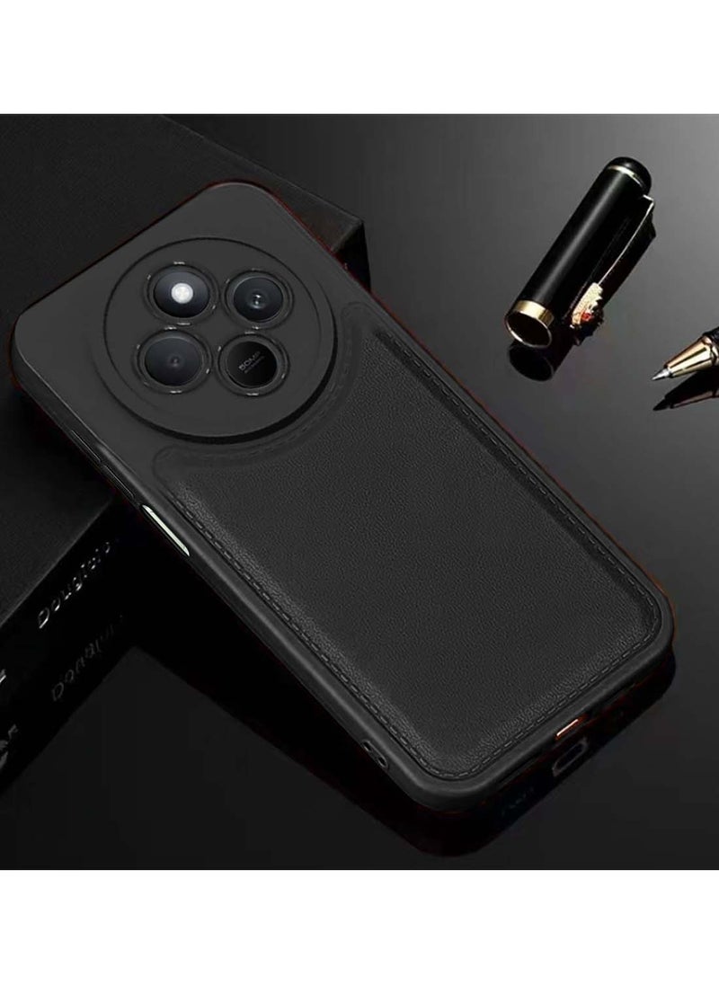 Wtech Xiaomi Redmi 14C 4G 2024  / Xiaomi Redmi 14R 5G 2024 / Xiaomi Redmi A4 5G 2024 Liquid Silicone Stitching Texture Case Cover - Black  - Image 2