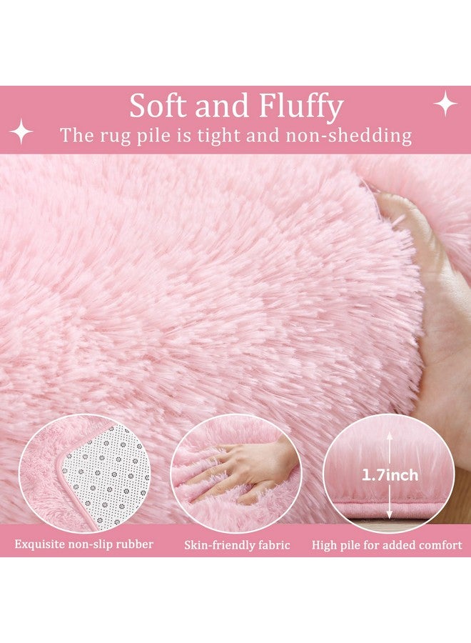 Keeko Fluffy Pink Area Rugs for Bedroom Girls Room, 4x5.3 Cute Shag Kids Room Rugs Nursery Living Room Indoor Fuzzy Bedside Rug Ultra Soft Furry Carpet for Bedroom Teen Baby Dorm Decor - Image 4