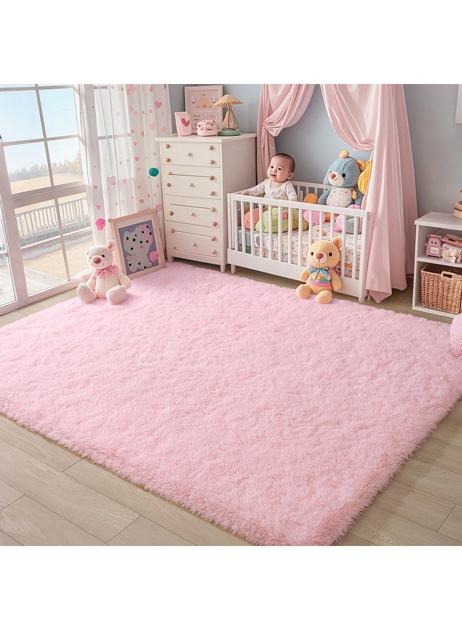 Keeko Fluffy Pink Area Rugs for Bedroom Girls Room, 4x5.3 Cute Shag Kids Room Rugs Nursery Living Room Indoor Fuzzy Bedside Rug Ultra Soft Furry Carpet for Bedroom Teen Baby Dorm Decor - Image 3