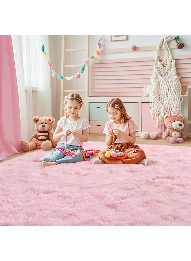 Keeko Fluffy Pink Area Rugs for Bedroom Girls Room, 4x5.3 Cute Shag Kids Room Rugs Nursery Living Room Indoor Fuzzy Bedside Rug Ultra Soft Furry Carpet for Bedroom Teen Baby Dorm Decor - Image 5
