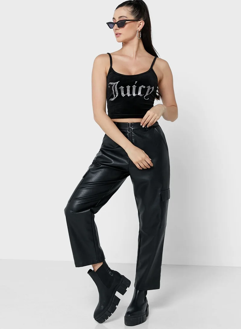 Juicy Couture Logo Strappy Crop Top