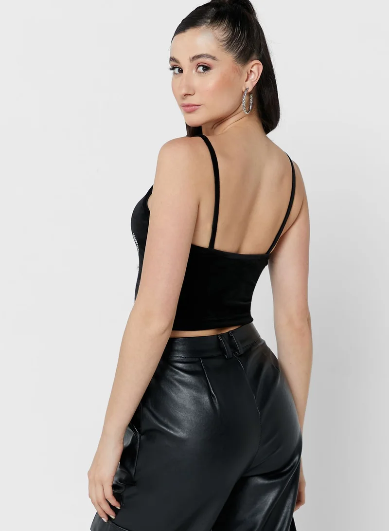 Juicy Couture Logo Strappy Crop Top