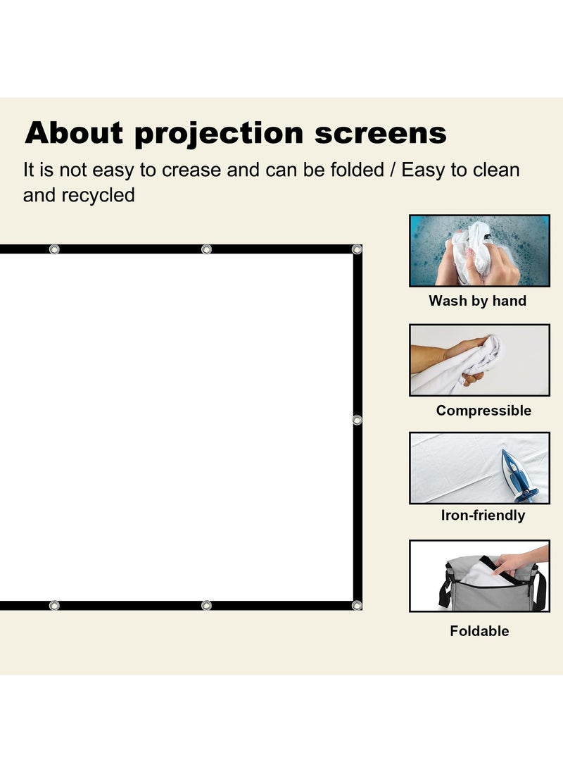 Generic 60inch Projector Screen,16:9 4K ,with Hooks,Portable, Projection Screens, Movie Screen ,Double Sided ,Washable, Foldable ,for Home Theater , Office, Outdoor Movies,Camp Party  - Image 5