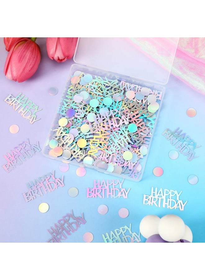 MARFOREVER Iridescent Happy Birthday Glitter Confetti, Birthday Party Metallic Foil Table Sprinkles Confetti Iridescent Scatter Birthday Table Centerpiece for Baby Shower Birthday Party Decorations - Image 2