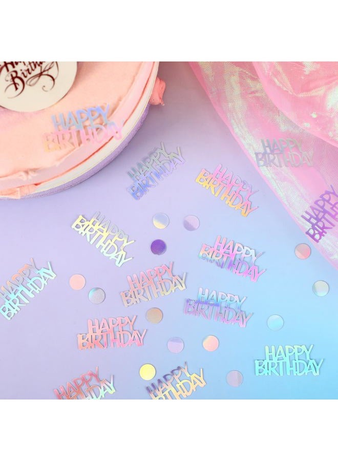 MARFOREVER Iridescent Happy Birthday Glitter Confetti, Birthday Party Metallic Foil Table Sprinkles Confetti Iridescent Scatter Birthday Table Centerpiece for Baby Shower Birthday Party Decorations - Image 5