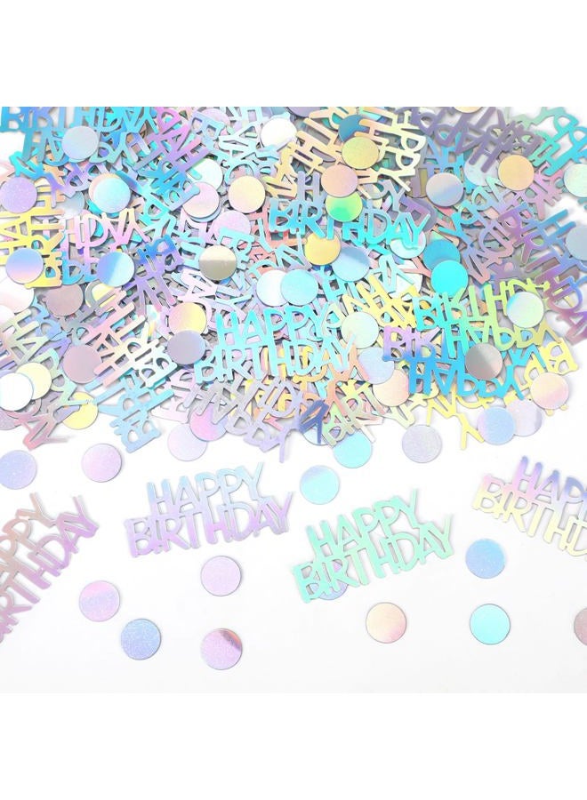 MARFOREVER Iridescent Happy Birthday Glitter Confetti, Birthday Party Metallic Foil Table Sprinkles Confetti Iridescent Scatter Birthday Table Centerpiece for Baby Shower Birthday Party Decorations - Image 1