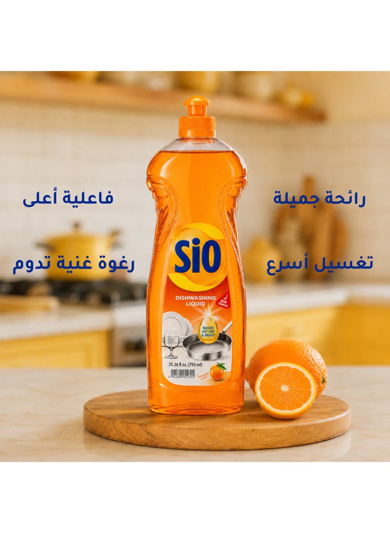 SIO Dishwashing Liquid Orange Scent – 750 ml  Powerful Grease-Cutting Formula - Image 2