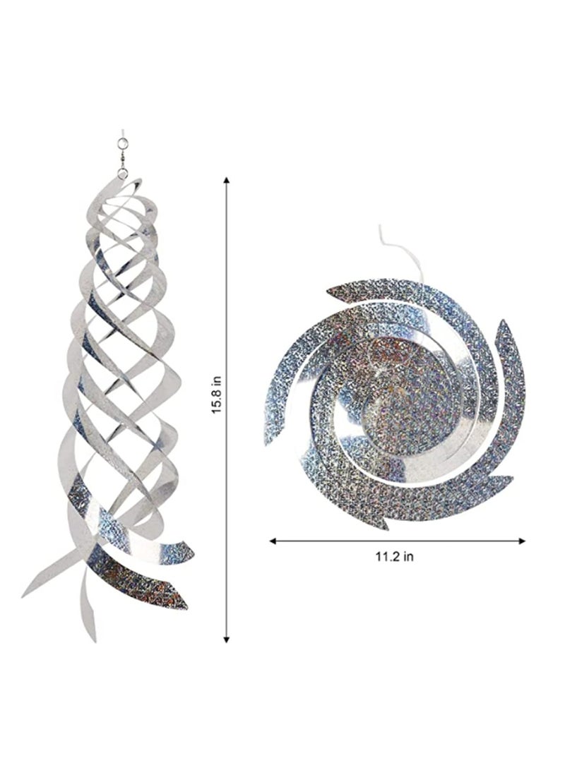 SYOSI Bird Spiral Reflectors Silver Mylar Spinner, Decorative Bird Scare Device to Keep Birds Away Like Woodpeckers, Pigeons and Geese, Bird Repellent Spiral Reflectors Keep Birds Away From Pool - Image 2