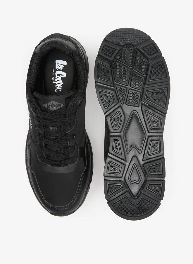 Lee Cooper Men's Panelled Low Ankle Sneakers with Lace-Up Closure