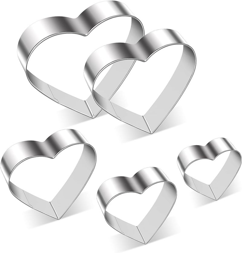 ALL-TOP Heart-Shaped Biscuit Cutter Set - 5 Size Cookie Cutter for Valentine's Day Baking, Dessert Decoration& More - Image 1