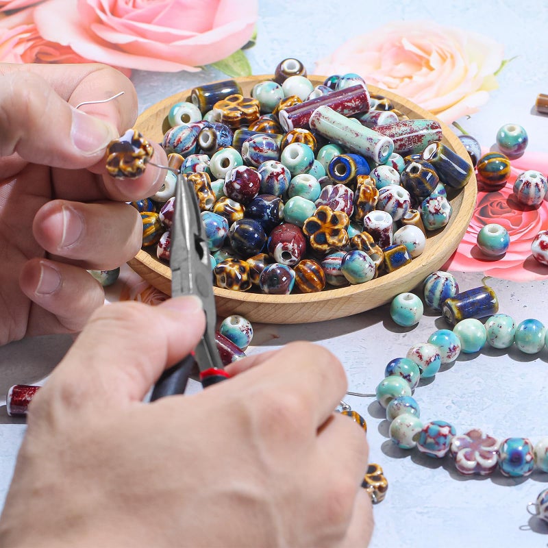 Clearain Mixed Unique Beads for Jewelry Making, Bulk Assorted Ceramic Large Hole Porcelain Beads for Crafts, Bracelets Necklace Earrings (Mixed 0.8 lb) - Image 2