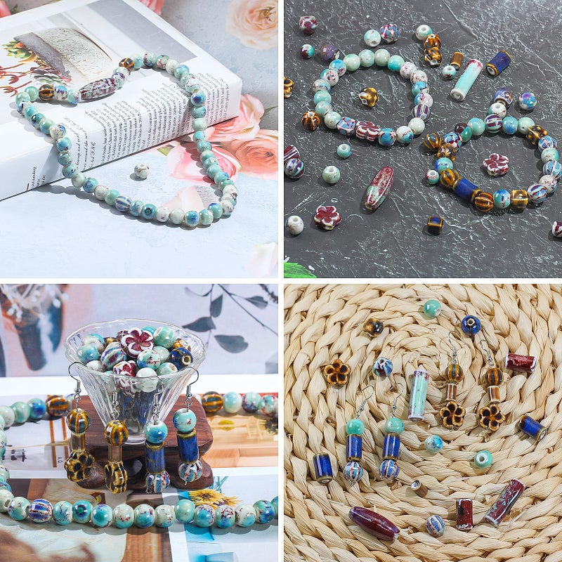 Clearain Mixed Unique Beads for Jewelry Making, Bulk Assorted Ceramic Large Hole Porcelain Beads for Crafts, Bracelets Necklace Earrings (Mixed 0.8 lb) - Image 4