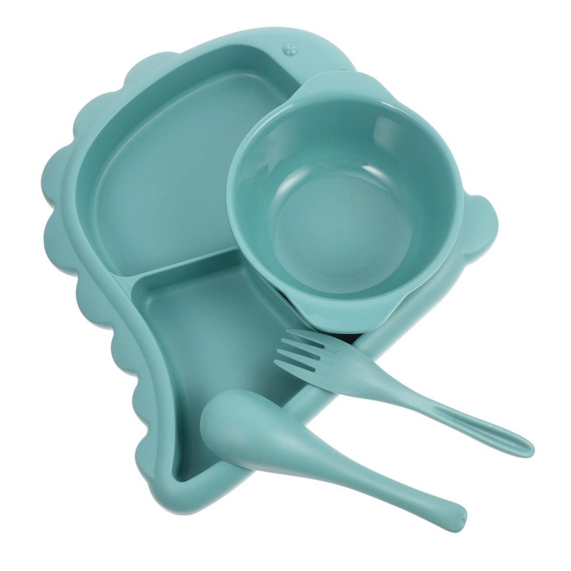 1 Set Dinosaur Kids Plate Bowl Fork Spoon Easy Clean Durable Tableware - Image 2