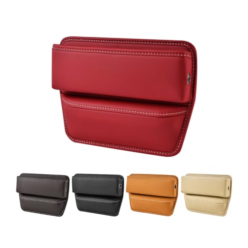 Kewucn Car Seat Gap Organizer, Adjustable Leather Front Seat Gap Filler Storage Box, Multifunctional Auto Console Side Pocket Organizer for Phone Glasses Key Card, Car Accessories (Red) - Image 1