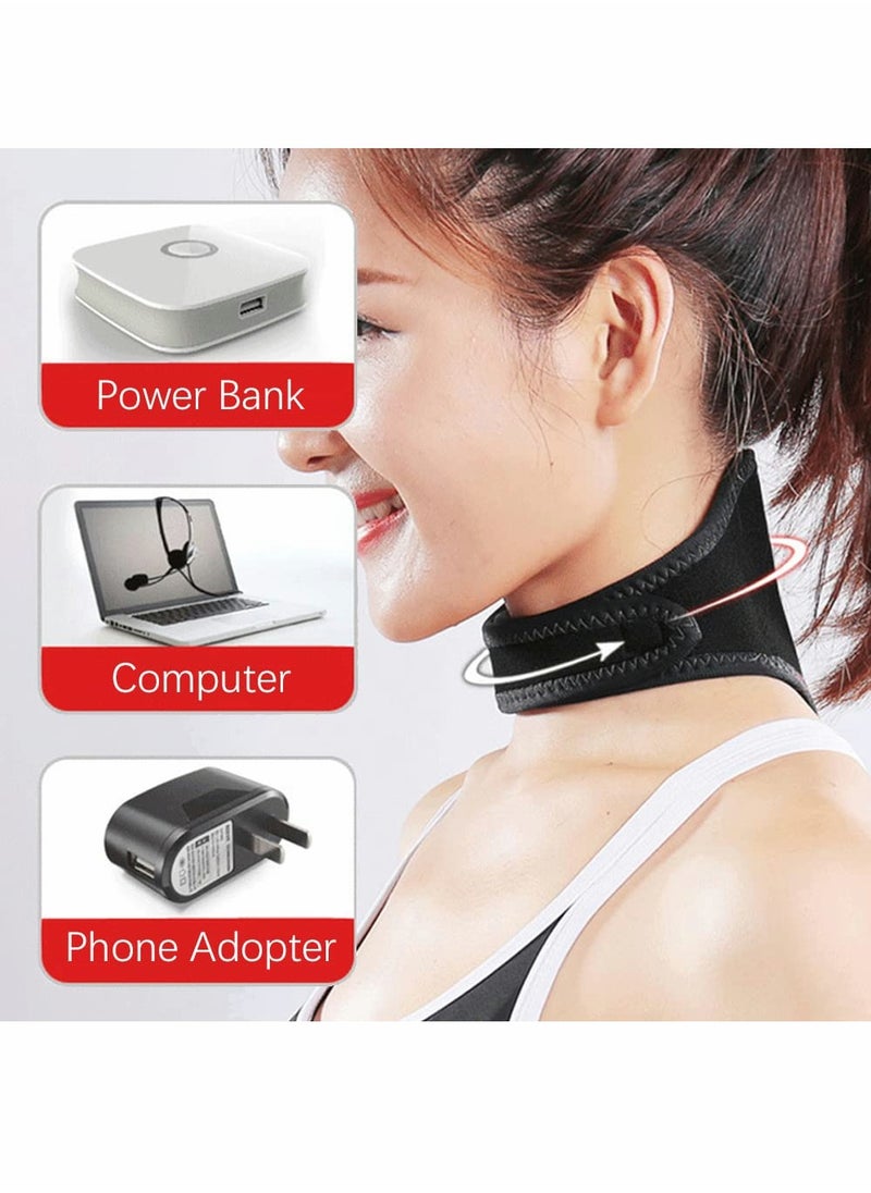 Excefore - Electric Neck Warmer Wrap Neck Heating Pad for Shoulder Cervical Pain Relief Portable Size Heated Neck Massager with Three Adjustable Heat Modes Black - Image 1