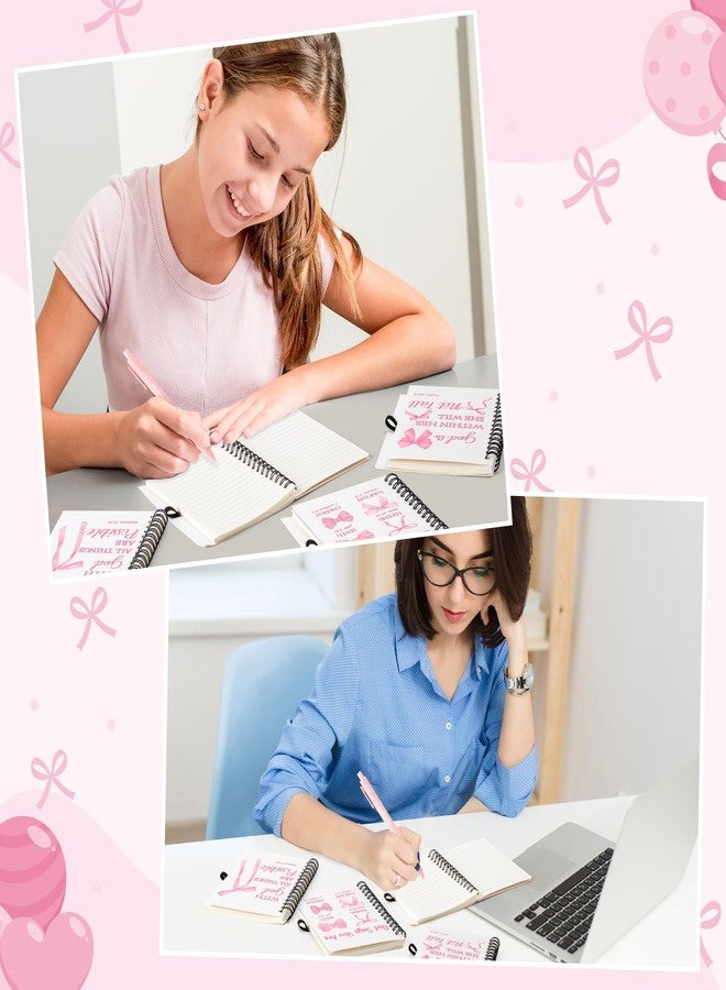 ANGOLIO Christian Gifts Bulk Religious Journal Spiral Notebooks with Pens Notepads 100th Day of School 24P Pink Bows Christian Bible Prayer Notebook with Sticky Notes Ballpoint Pens for Student Kid - Image 5