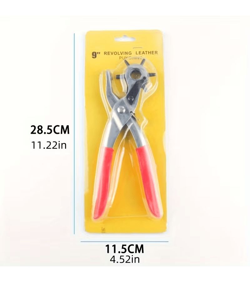 Heavy Duty 2 Piece Hole Punch Pliers Set Faux Leather Punching And Embossing Rotating Manual Tools With Red Grips For Belts Sewing Projects And Crafts DIY Gift - Image 5