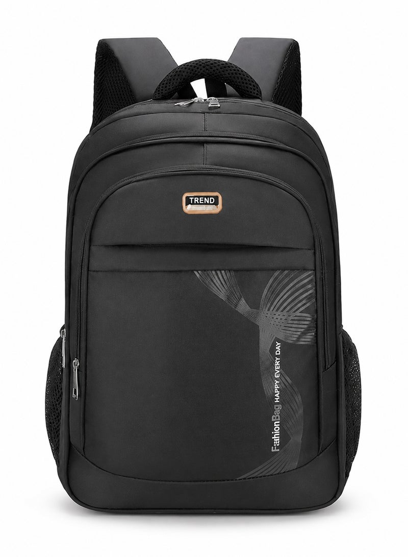 Trend 15.6 Inch Laptop School Travel Backpack For Men Women, Large Capacity Multi Compartment Backpack For Laptop Books Work College And Daily Essentials, Lightweight Commuter Daypack, Black - Image 1