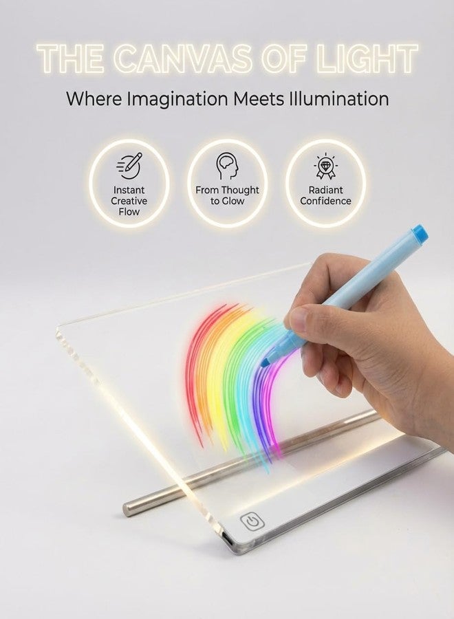 لوحة ملاحظات مضيئة A4 مزودة بمنفذ USB-C وحامل و12 قلمًا - لوحة رسم مضيئة بـ 7 ألوان، هدية مثالية لعيد الفصح للأطفال والمراهقين، لوحة أكريليك مضيئة مقاومة للكسر لهدايا إبداعية - Image 2