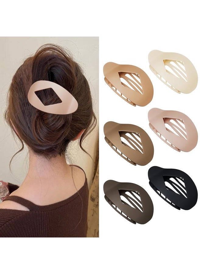 Flat Hair Clips for Women, 6 PCS Flat Claw Clips for Women, Duckbill Hair Clips for Girls, Strong No-Slip Grip Hair Clip for Thick Thin Curly Hair (Neutral Colors) (Multicolor) - Image 1