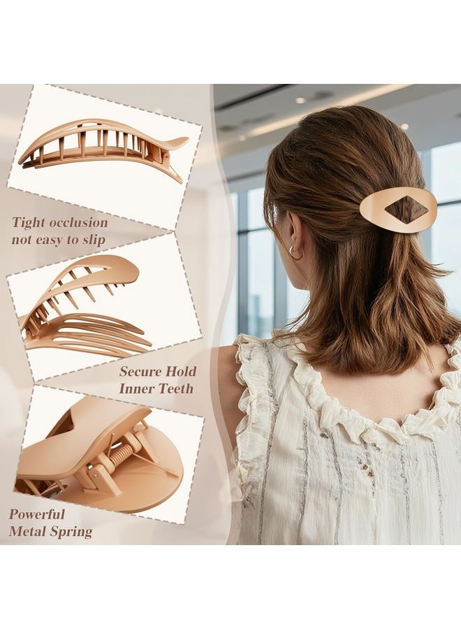 Flat Hair Clips for Women, 6 PCS Flat Claw Clips for Women, Duckbill Hair Clips for Girls, Strong No-Slip Grip Hair Clip for Thick Thin Curly Hair (Neutral Colors) (Multicolor) - Image 3