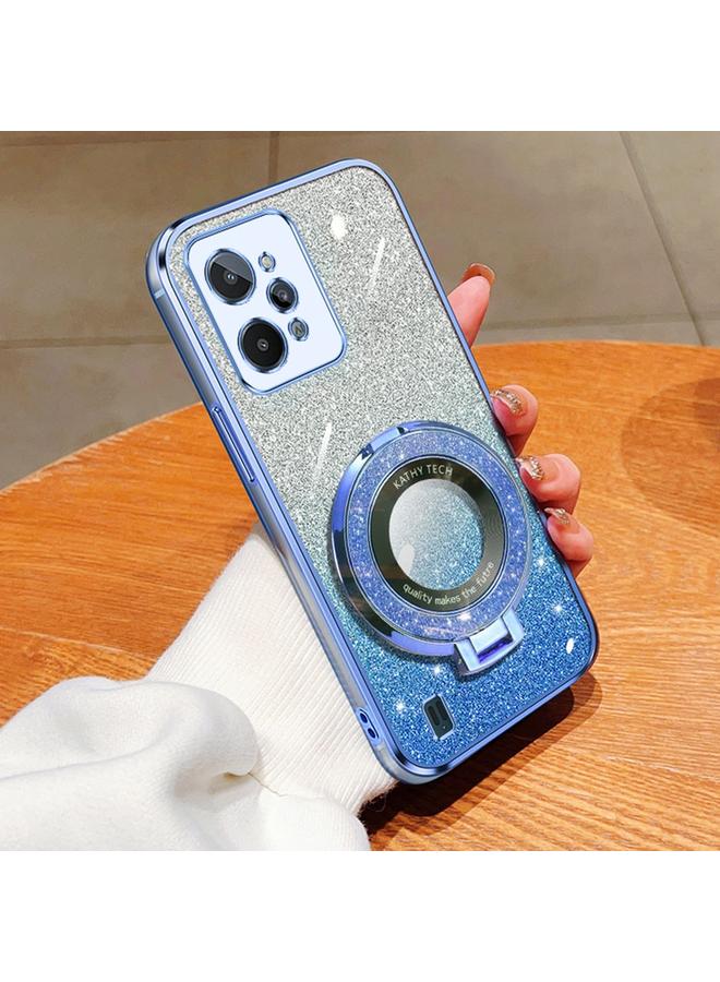 The Bros Case For Realme C31 Plated Gradient Glitter Round Holder TPU Phone Case