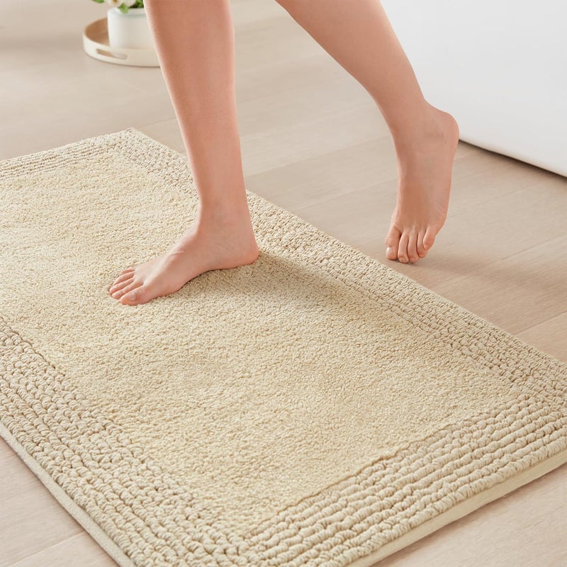 madison park Signature Splendor Reversible 100% Cotton Tufted Bathroom Rug-3000 GSM Hotel Quality Luxurious Plush Medium Pile Bath Mat Absorbent, Quick Dry, Shower Room Décor, 21x34, Natural - Image 1