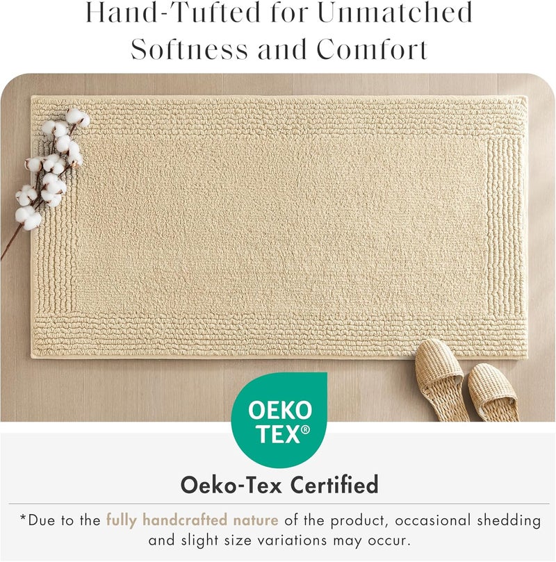 madison park Signature Splendor Reversible 100% Cotton Tufted Bathroom Rug-3000 GSM Hotel Quality Luxurious Plush Medium Pile Bath Mat Absorbent, Quick Dry, Shower Room Décor, 21x34, Natural - Image 4