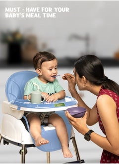 BAYBEE 4 In 1 Nora Convertible High Chair For Kids With Adjustable Height And Footrest Baby Toddler Feeding Booster Seat With Tray Safety Belt Kids High Chair For Baby 6 Months To 4 Years Blue  - Image 4