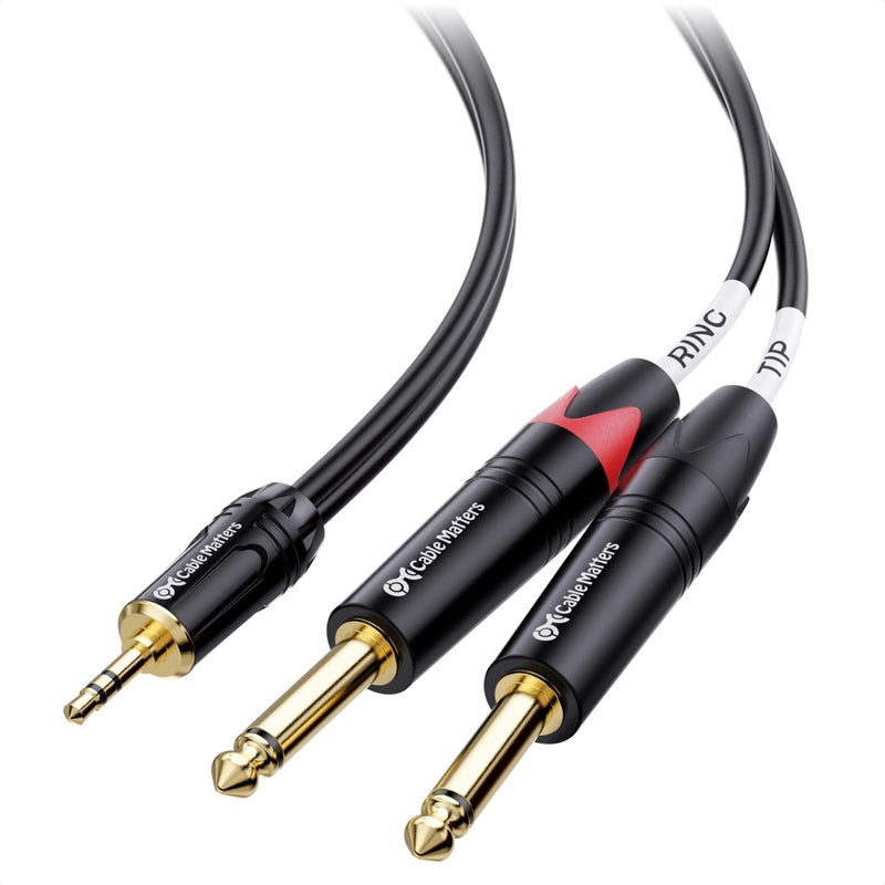 Cable Matters 3.5mm TRS to Dual 6.35mm TS Breakout Cable 10 ft, 1/8 to 1/4 Stereo Cable, Y Splitter 3.5mm to 1/4 Cable, 1/4 to 1/8 Audio Cable - 10 Feet - Image 1