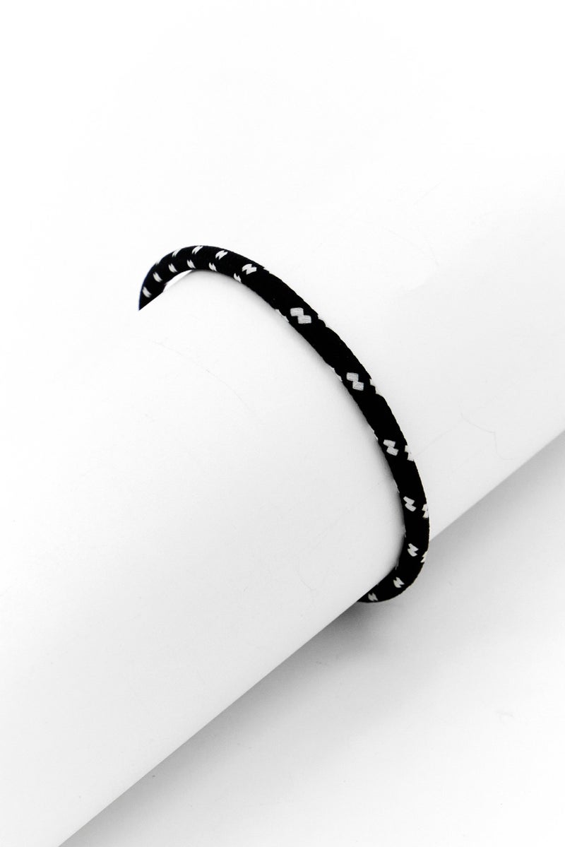 POLICE Men Plaint Woven Cord With Stainless Steel Motif Bracelet, Black - Image 1