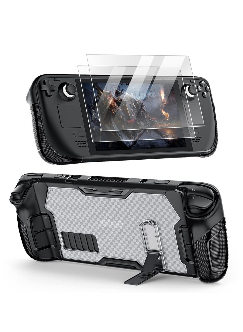 KASTWAVE - Protective Case for Steam Deck with Adjustable Kickstand, TPU+PC Hard Protector Cover Case Accessories with 2 Pack Screen Protector for Valve Steam Deck, Anti-Scratch Durable Design - Image 1